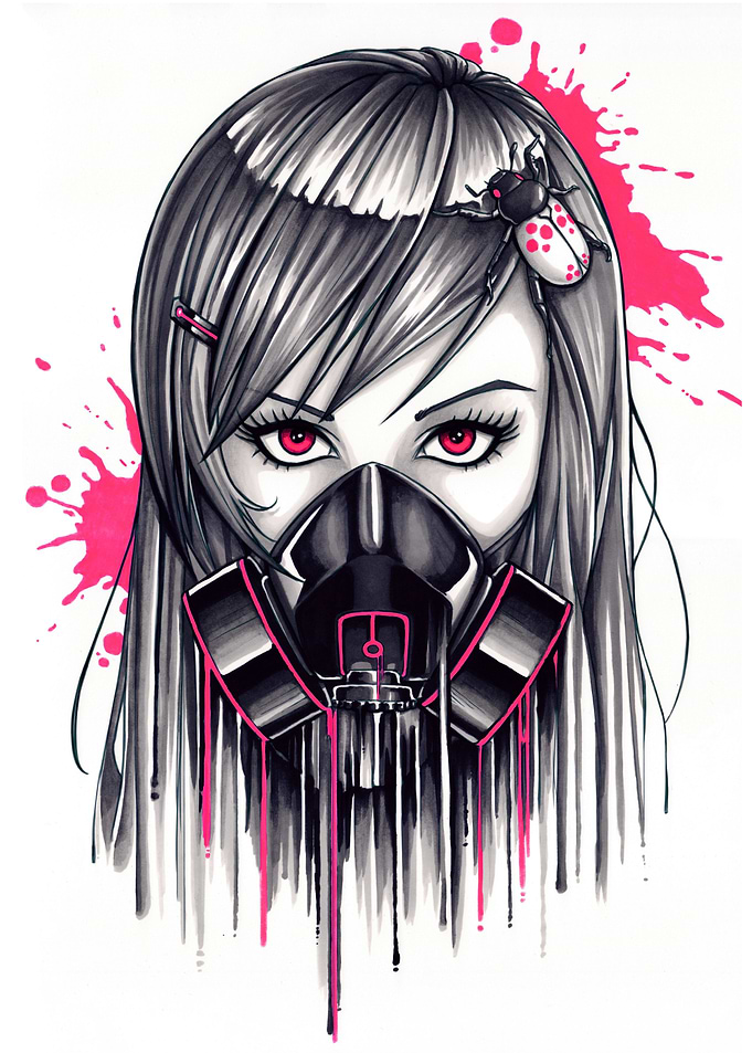 Neon Gas Mask Girl