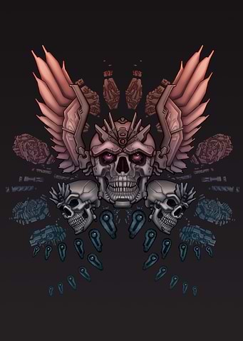 Robot Skull with Wings