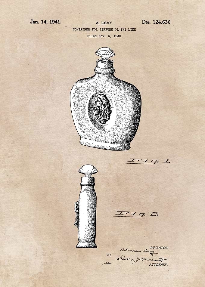 patent art Levy Container for perfume or the like 1940