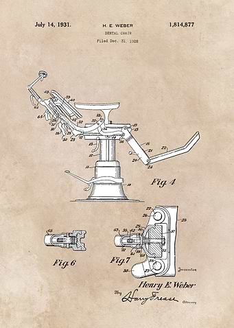 patent art Weber Dental chair 1928