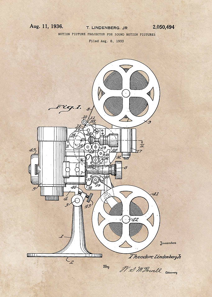 patent art Lindenberg Motion Picture Projector for soun ...