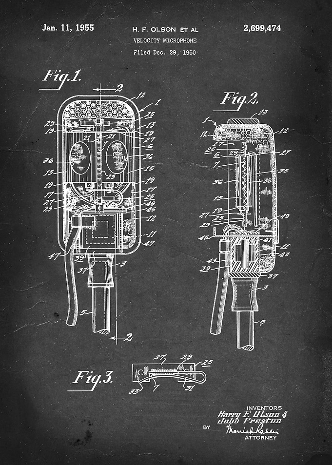 Velocity Microphone - Patent #2,699,474 by H. F. Olson ...