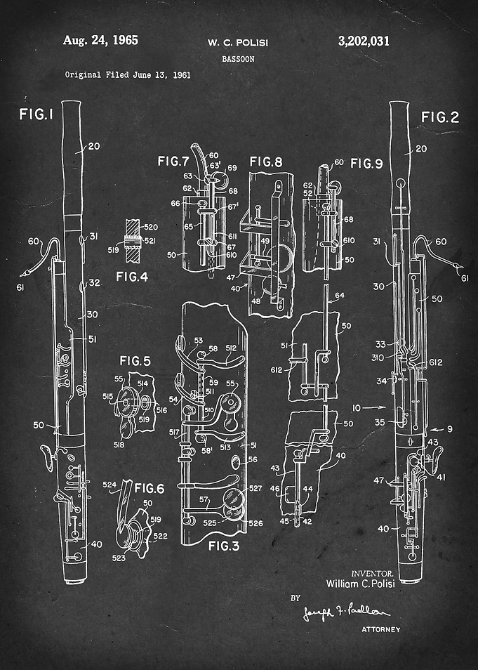 Bassoon - Patent #3,202,031 by W. C. Polisi - 1965