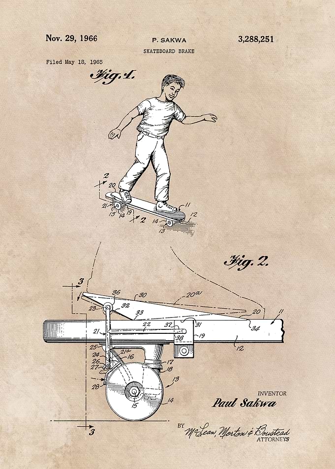 patent art Sakwa Skateboard brake 1966 part 1