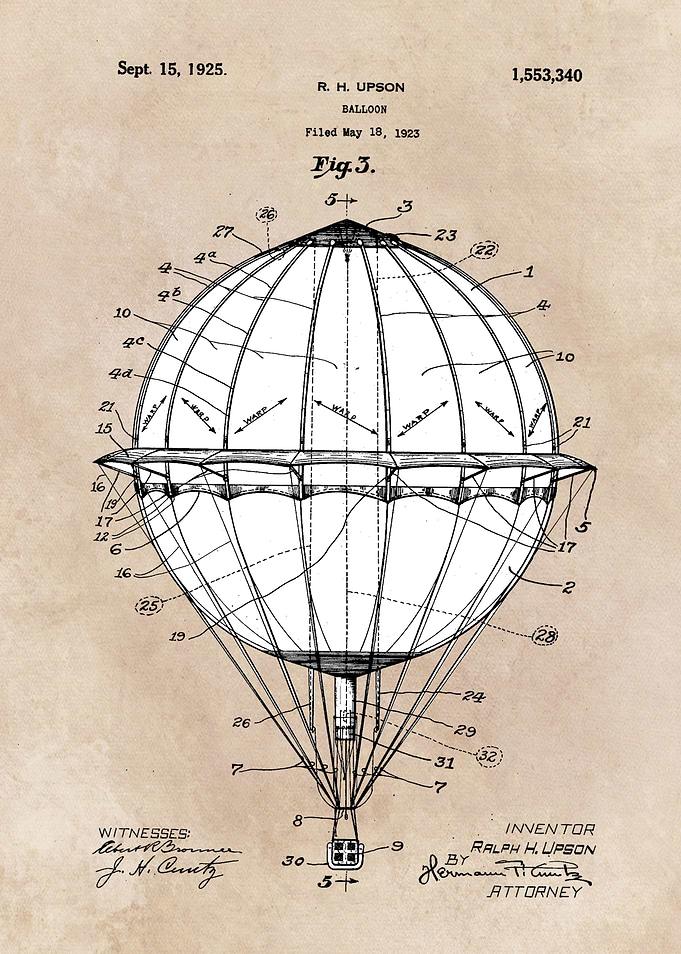 patent art Upson Balloon 1925