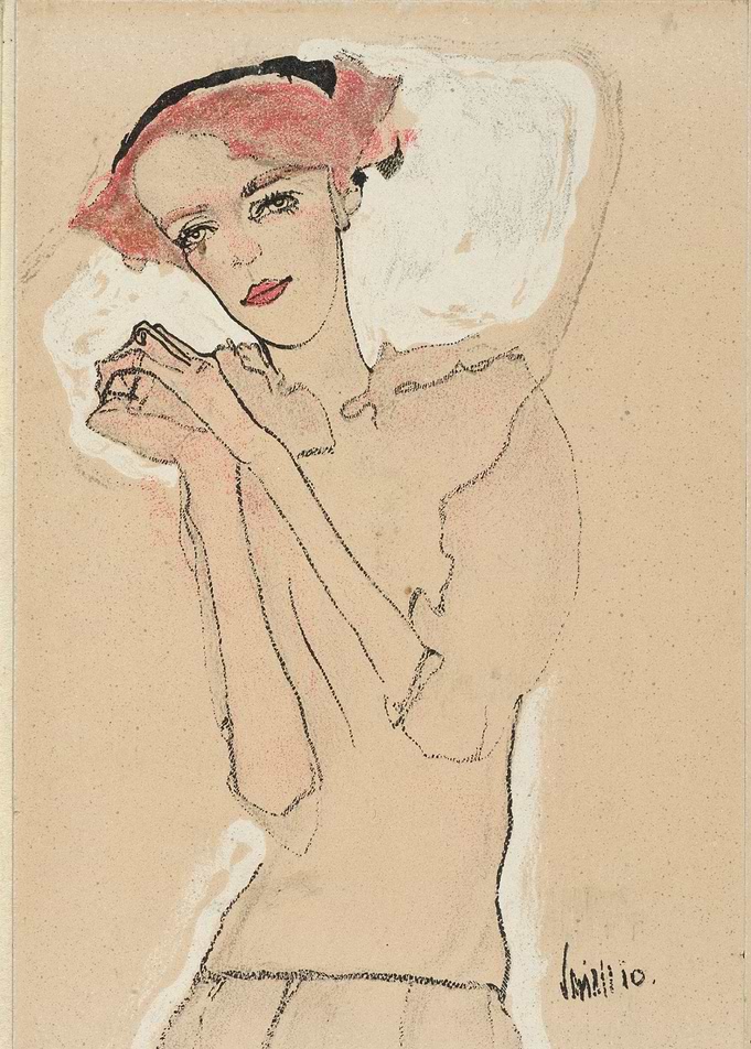 Egon Schiele - Portrait of a Woman, 1910, color lithogr ...