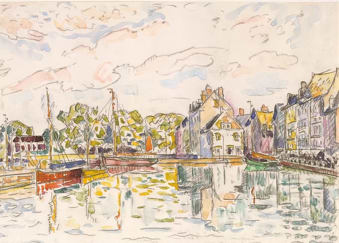 Paul Signac - Le Croisic, 1928, watercolor over black ...