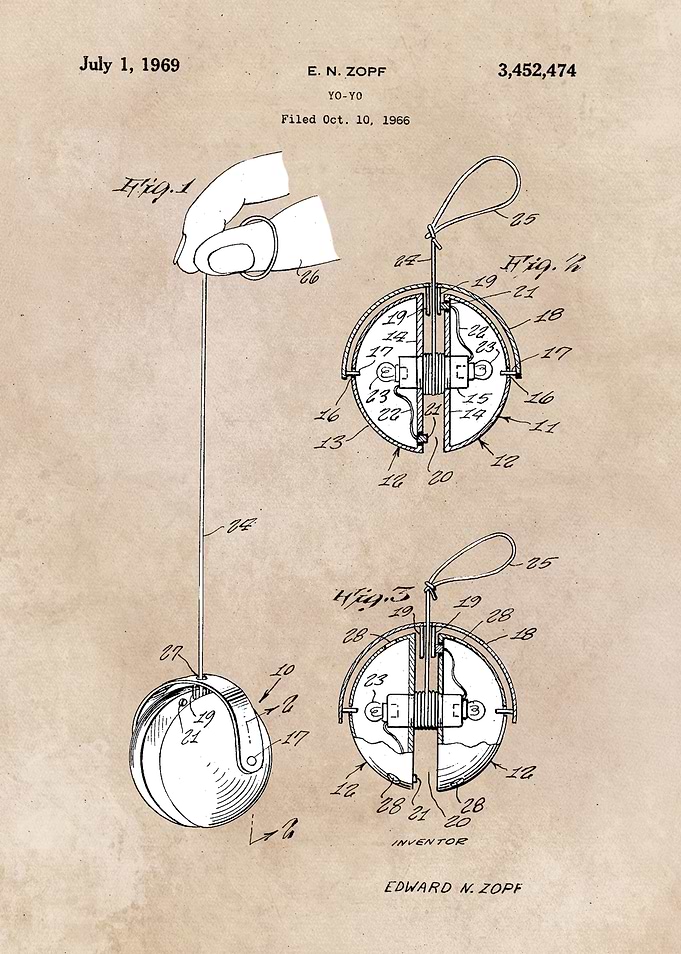 patent art Zopf Yo-Yo 1969