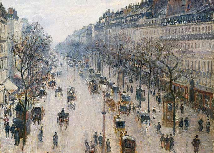 Camille Pissarro - The Boulevard Montmartre on a Winter ...