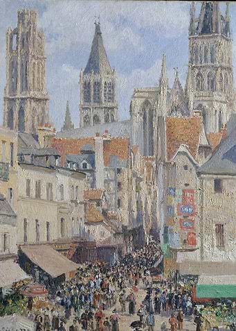 Camille Pissarro - Rue de l'Épicerie, Rouen (Effect of ...