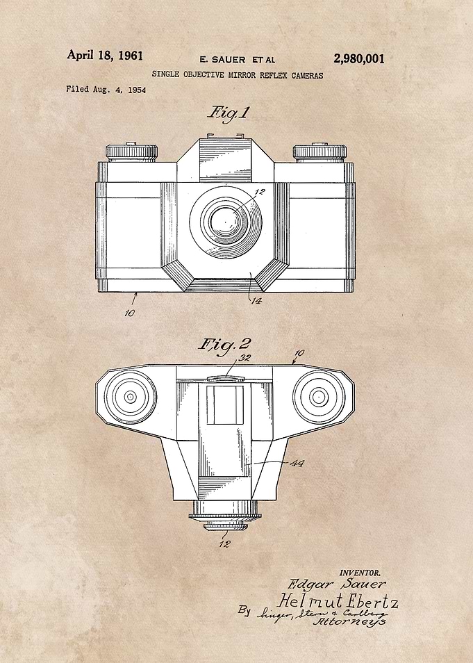 patent art Sauer Single objective mirror reflex cameras ...