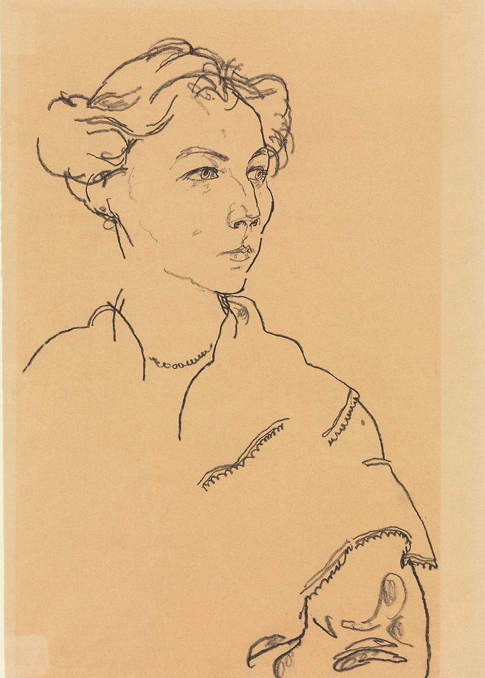Egon Schiele - Lilly Steiner, 1918, charcoal on paper; ...