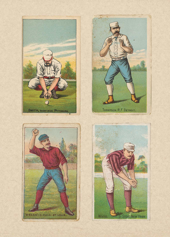 Collage of vintage baseball cards, 1887