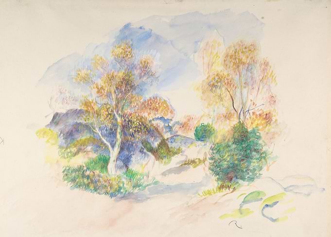 Auguste Renoir - Landscape with a Path between Trees, ...