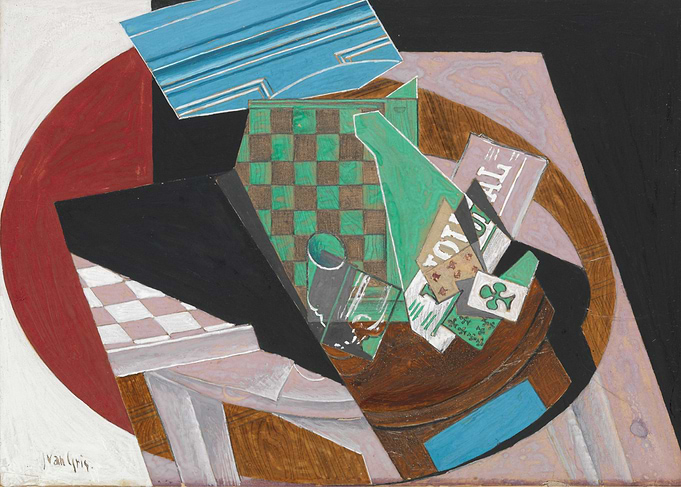 Juan Gris - Checkerboard and Playing Cards, 1915, gouac ...