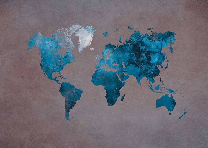 world map blue
