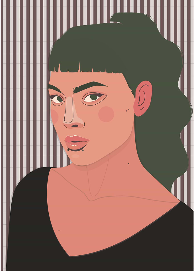 Flat design presenting women's portraits.