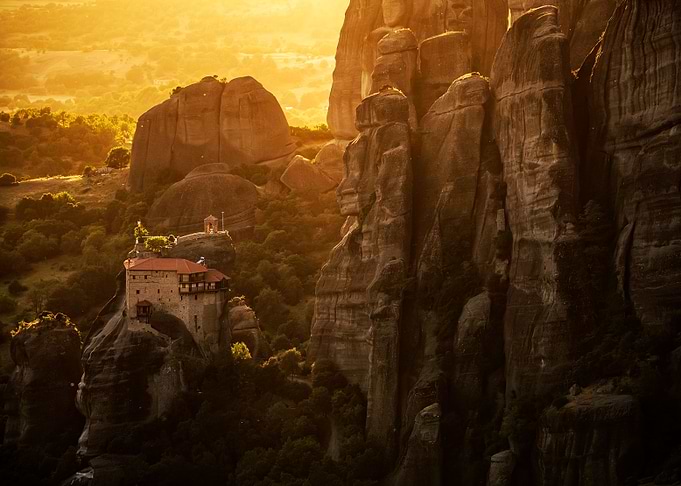 'Golden hour' at Meteora, Greece
