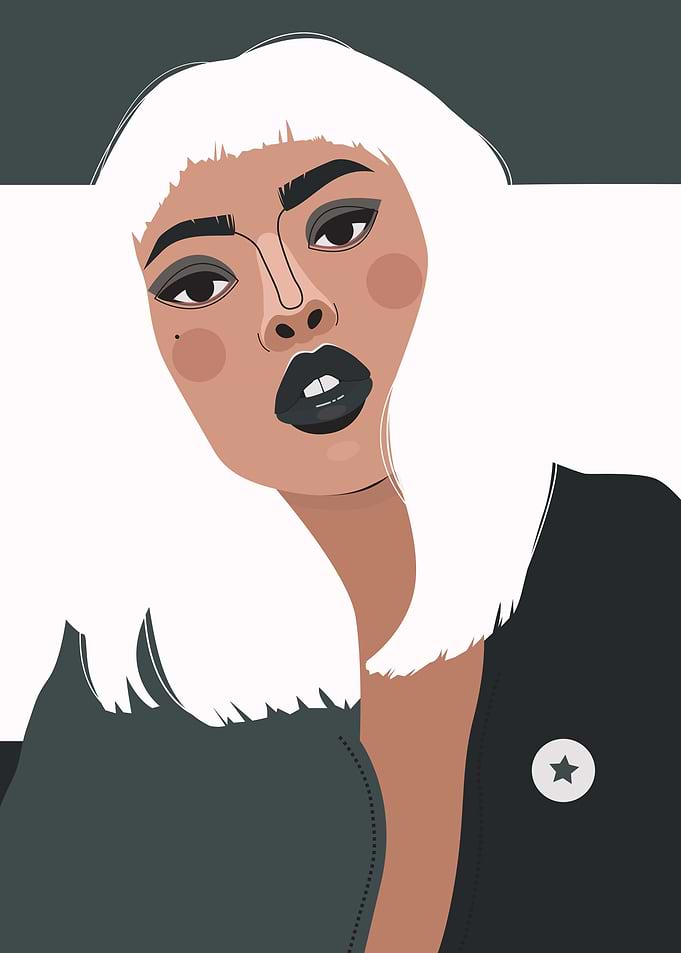 Flat design presenting women's portraits.