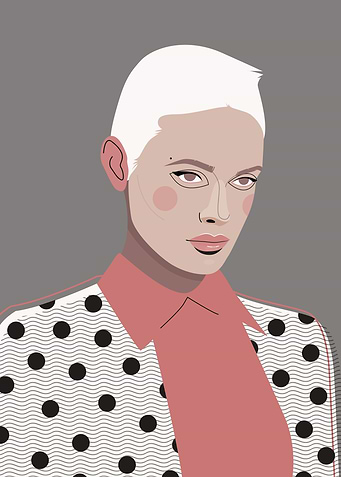 Flat design presenting women's portraits.