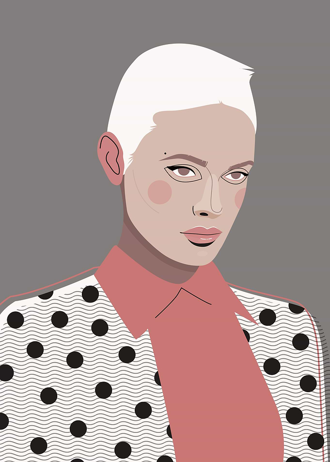 Flat design presenting women's portraits.