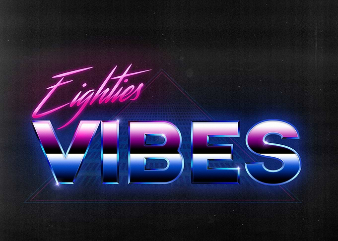 Eighties Vibes Chrome Neon Retro Poster