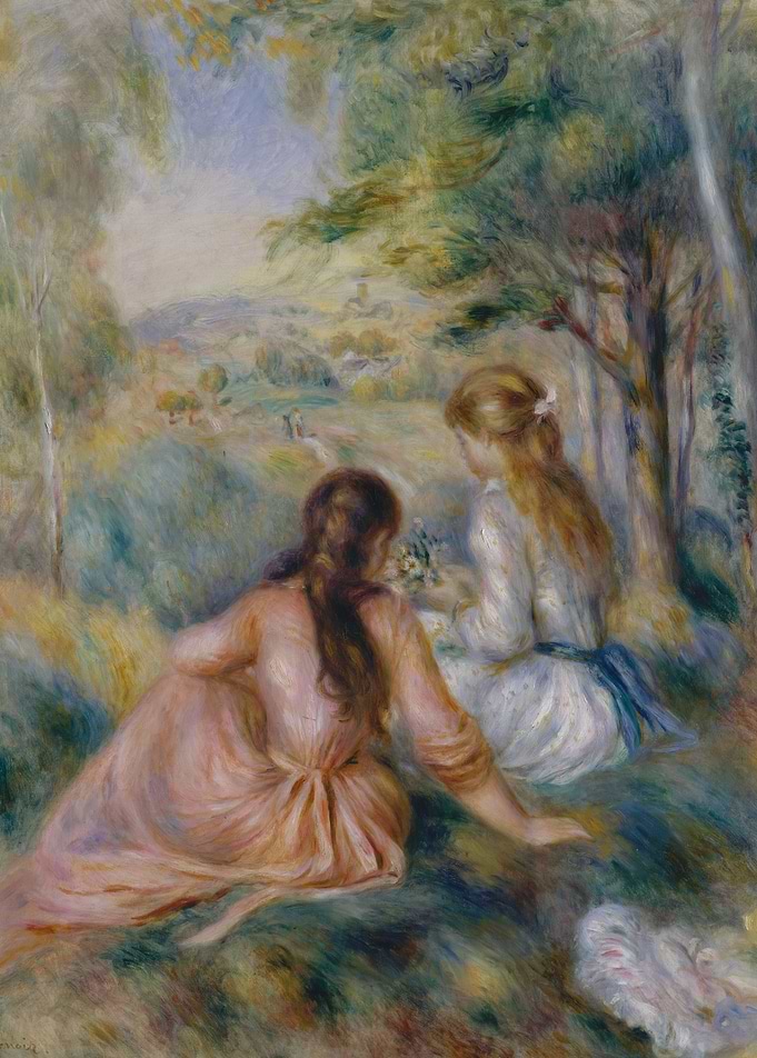 Auguste Renoir - In the Meadow, 1888-92, oil on canvas; ...