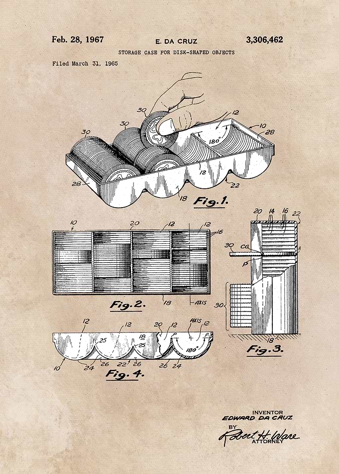patent art E, da Cruz Storage case for disk-shaped obje ...