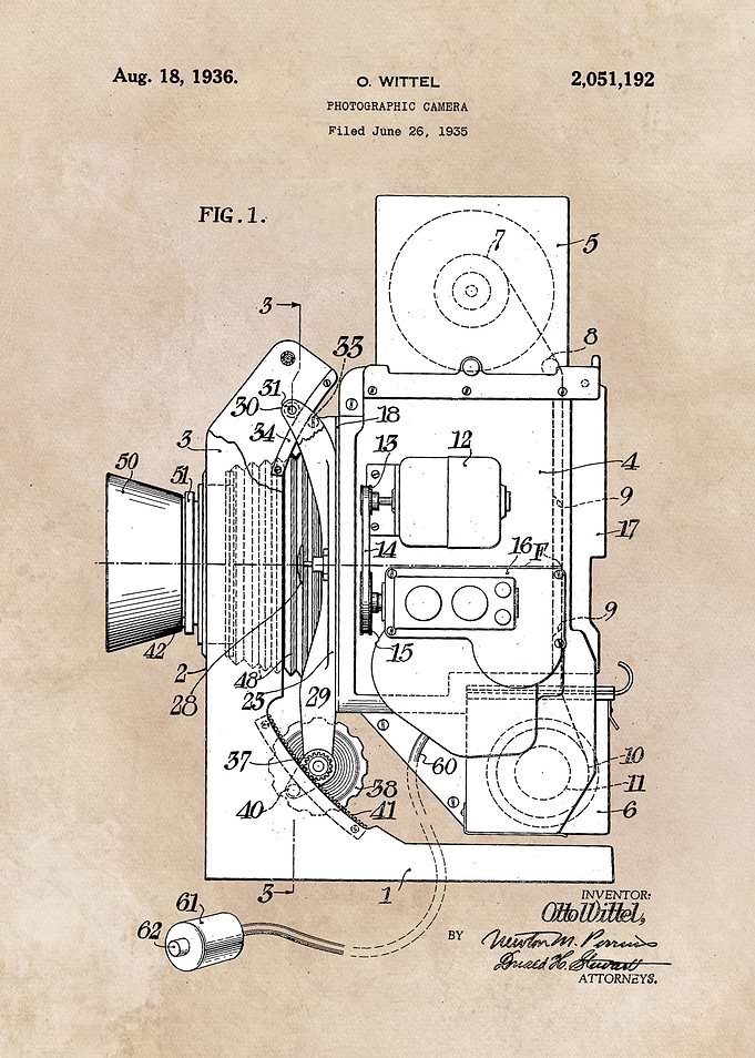 patent art Wittel Photographic camera 1936