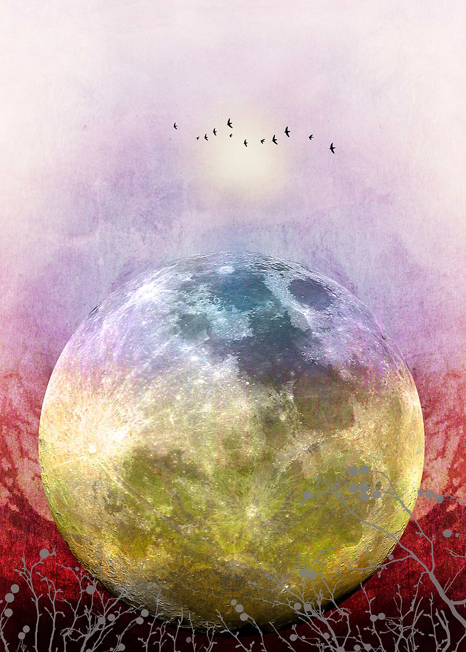 MOON under MAGIC SKY III. Conceptual Art Work.