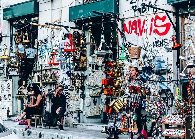 People in Athens streets.