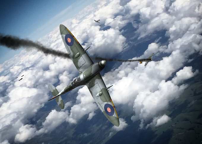 Spitfire scores a kill on a luftwaffe FW-190 during WW2 ...