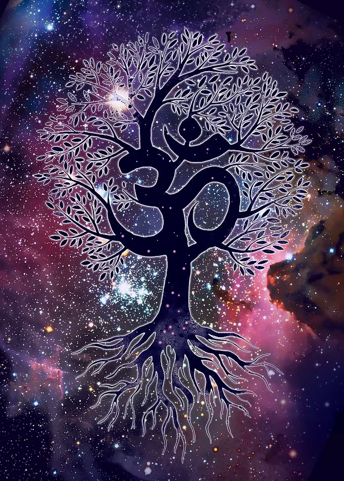 Om, Tree of Life poster for yoga meditation room.