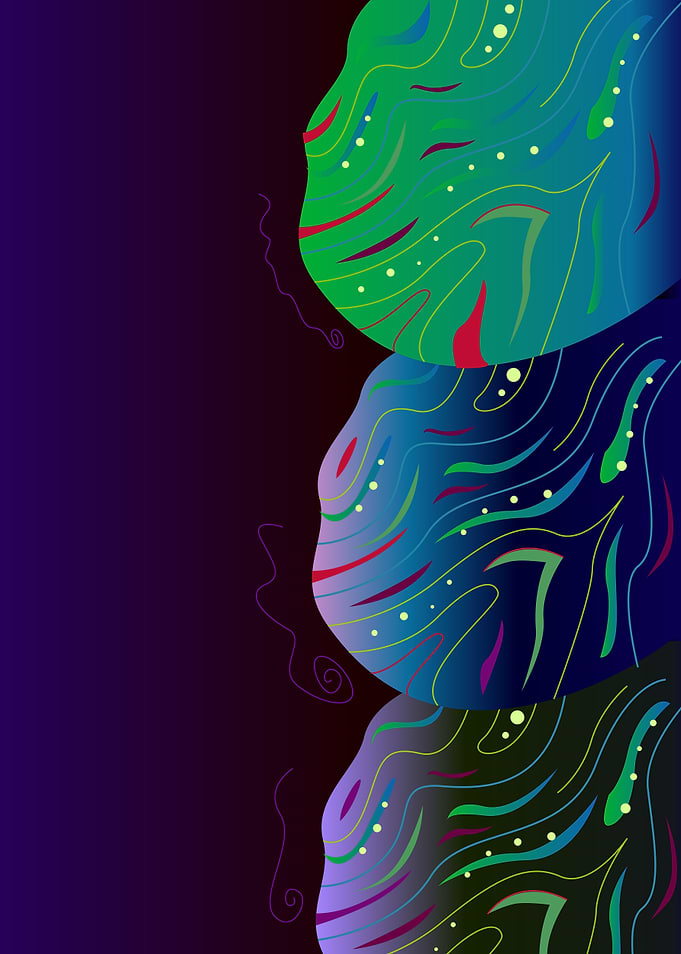 Luxury 3d hand drawn Leaves BLUE GREEN. Original design ...