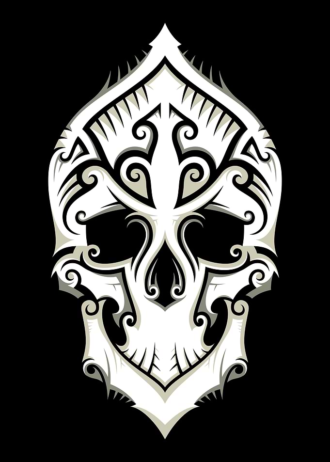 Tribal-Art Filigree Skull.