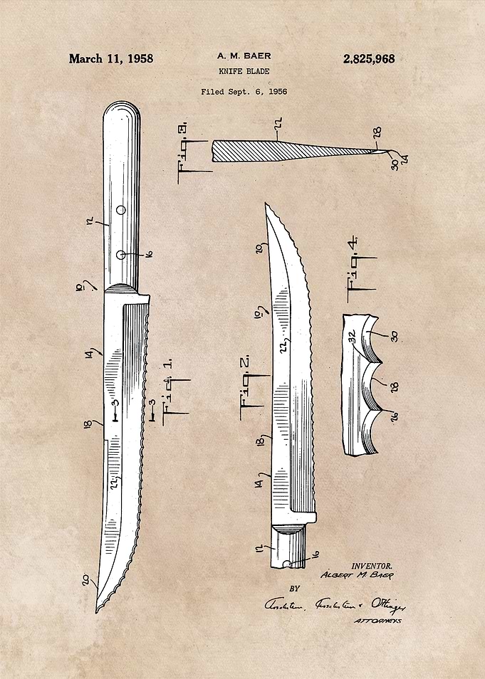 patent art Baer Knife Blad
