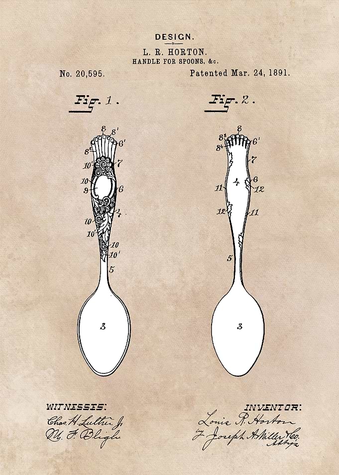 patent art Horton Handle for spoons 1891