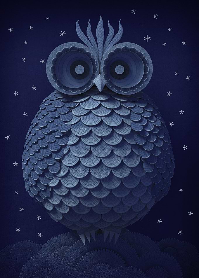 Mysterious owl sitting on top of a tree