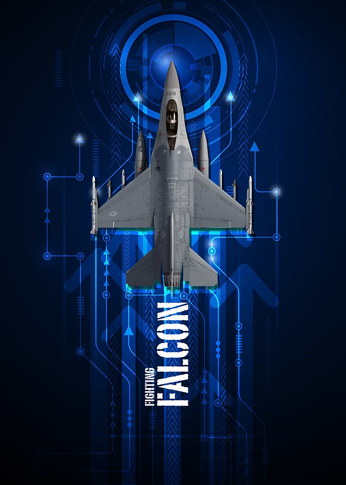 US Air Force F-16 Fighting Falcon digital aviation artw ...