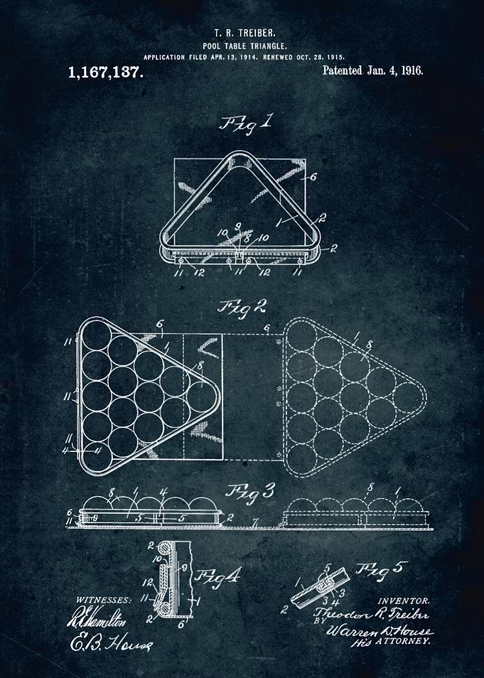 No177 - 1914 - Pool table triangle - Inventor T. R. Tre ...