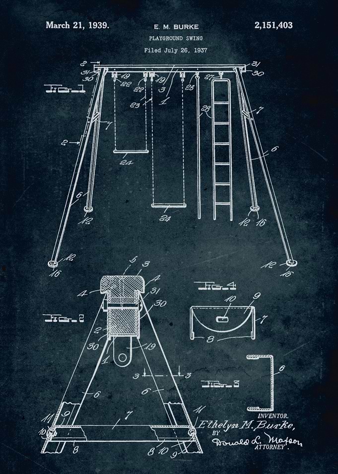 No168 - 1937 - Playground swing - Inventor E. M. Burke