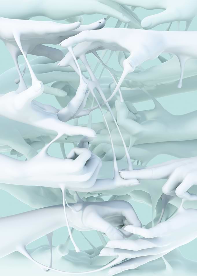 Hands with mint color background