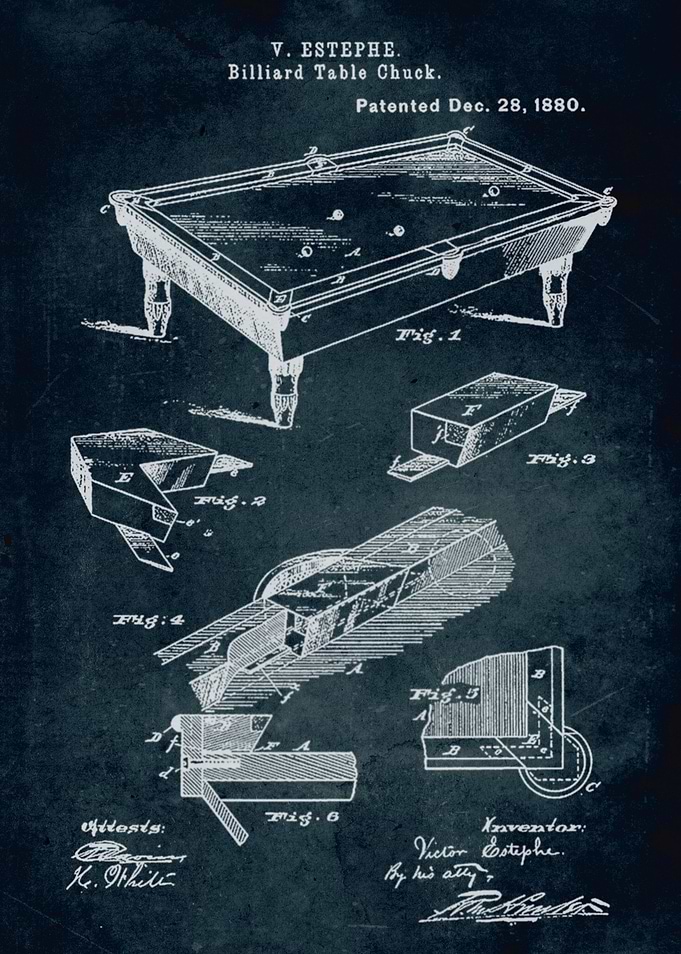 No184 - 1880 - Billiard table chuck - Inventor V. Estep ...