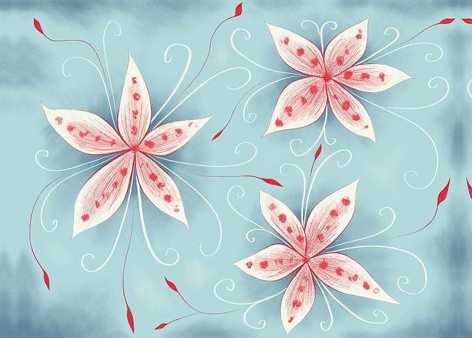 Abstract painting of beautiful white flowers resembling ...