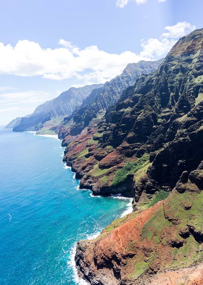 The Aerial shot of Napali Coast