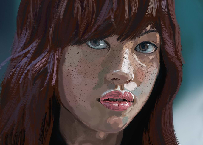 Sad girl painting
