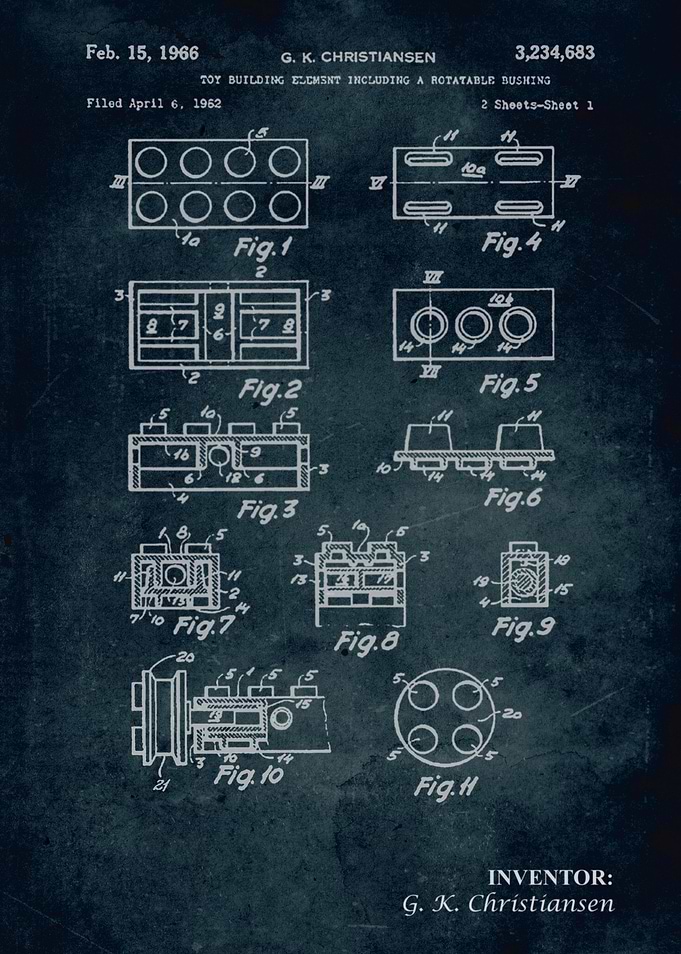 No213 - 1962 - Toy building element including a rotatab ...