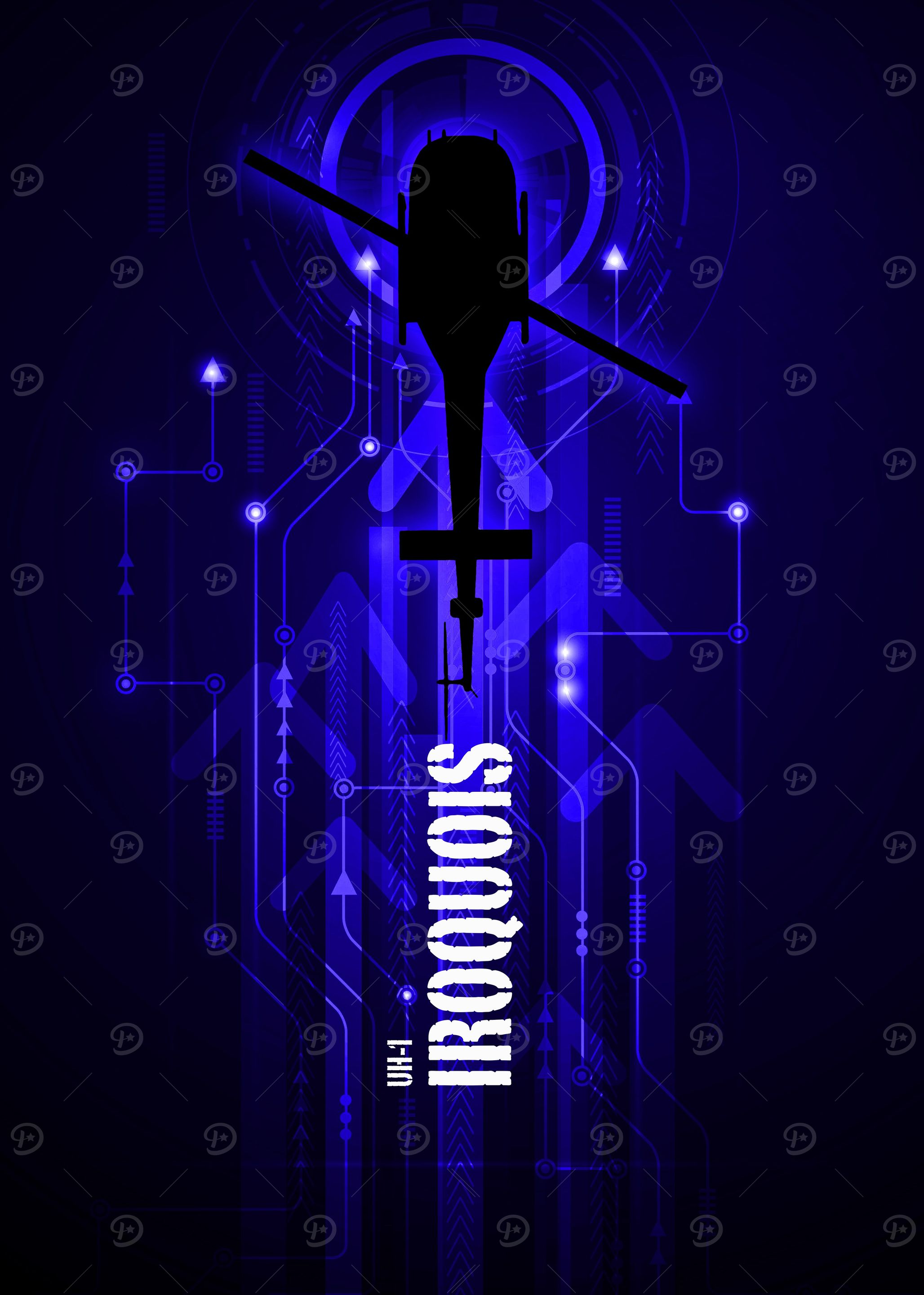 UH-1 Iroquois Huey Helicopter digital aviation art work ...