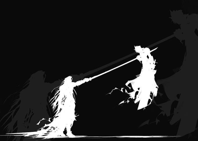 Sephiroth VS Cloud - Black & White