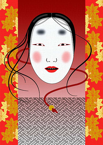 Traditional Noh theatre mask of a woman. All women role ...